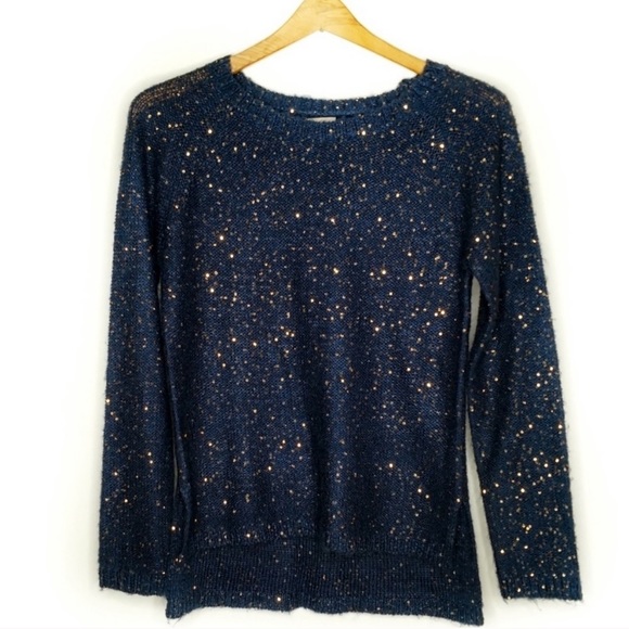 EUC L Navy sequin sweater. - Picture 1 of 2
